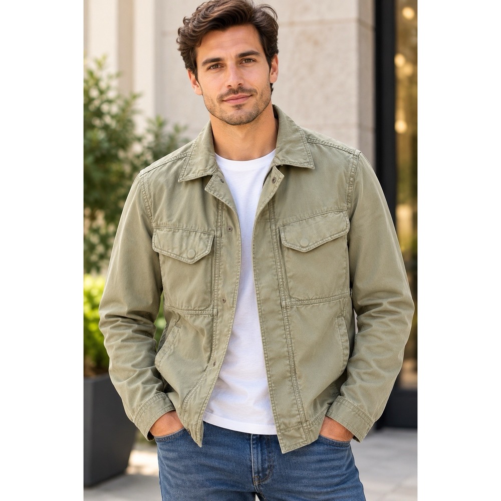 H&M Men’s Utility Jacket Size S Khaki Green Military Safari Field Coat